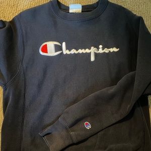 Champion Reverse Weave Navy Blue Unisex Sweatshirt Crewneck